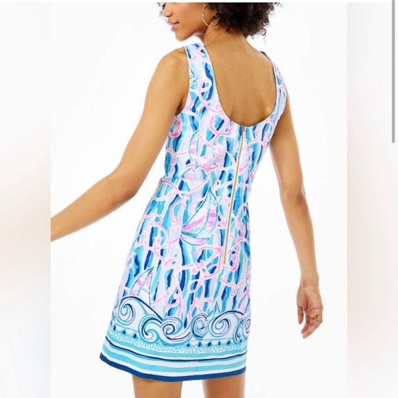 Lilly Pulitzer MILA STRETCH SHIFT DRESS IN SKIM BLUE REEL - Picture 3 of 6